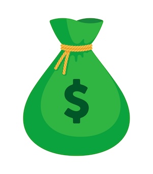 Money Bag Icon on Transparent Background